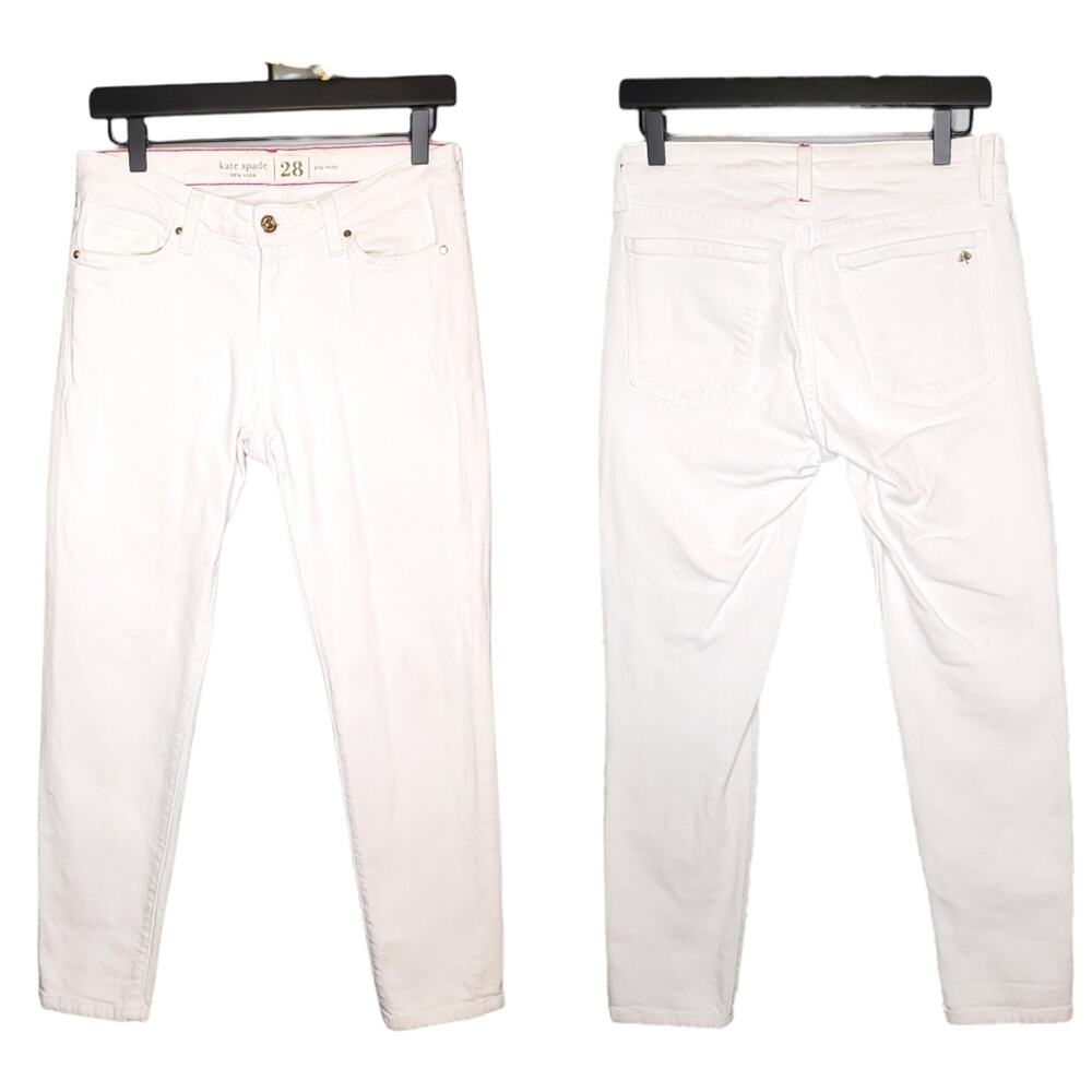🔥 Kate Spade Play Hooky Broome Street White Skinny Jeans Women's 28 Mid Rise - Picture 3 of 16